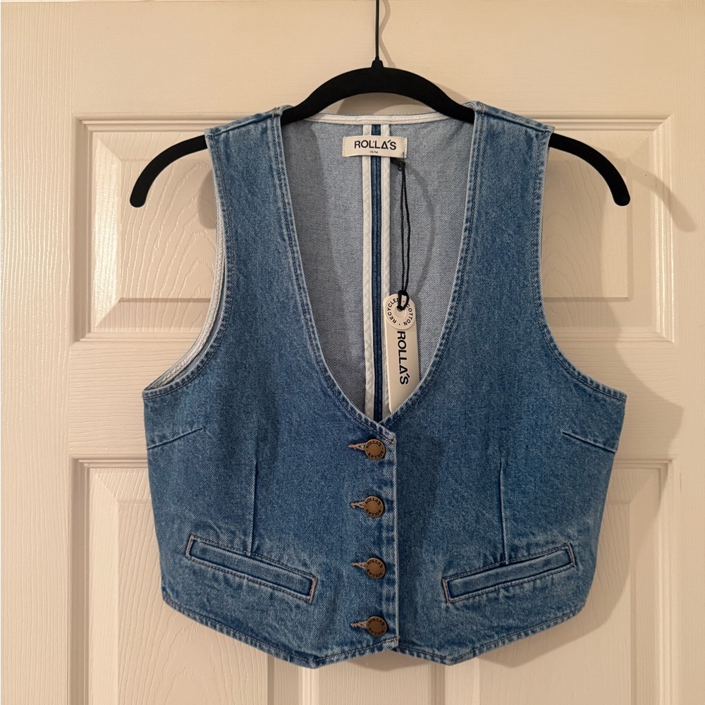 Women’s ROLLA'S Dallas Blue Denim Vest Size Medium